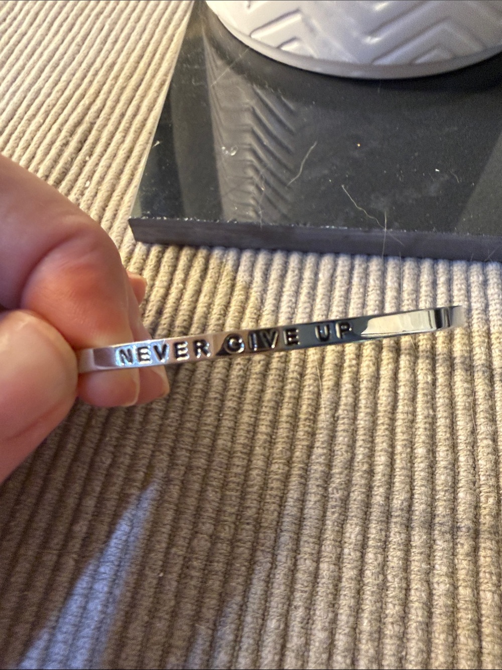 MantraBand NEVER GIVE UP stainless steel bracelet